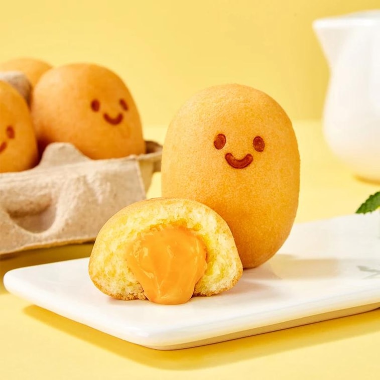 Gâteau coulant gaufre œuf souriant, 8,7 oz【Garniture onctueuse salade de jaune d'œuf】 5