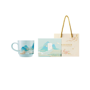 【中国直邮】 故宫淘宝 |四季陶瓷马克杯博物馆文创水杯 夏青 340毫升