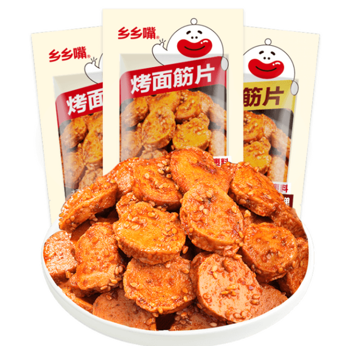 【中国直邮】 乡乡嘴 烤面筋片 混合味 解馋小零食 办公室零食休闲小吃50g*10包