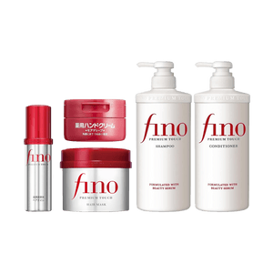 FINO プレミアムタッチヘアマスク 8.11オンス + リペアシャンプー + コンディショナー 18.6液量オンス×2 + ヘアオイル 2.4液量オンス + ハンドクリーム 3.53オンス【バリュー
