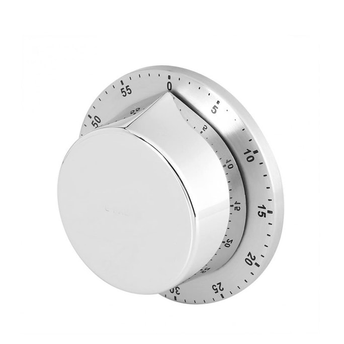 中國直郵廚房機械計時器烘焙定時器磁吸鬧鐘不銹鋼提醒器 銀色 1件