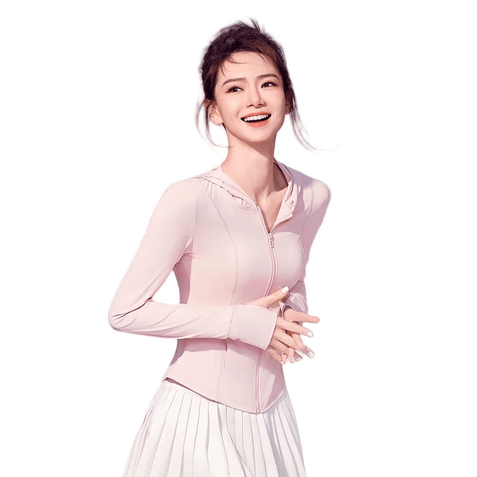 Ice Skin Sunscreen Clothes Slimming Waist Hooded Nude Apricot Powder S Code [Qiwei Same Model]