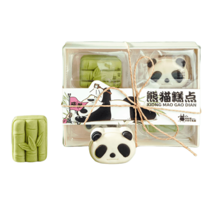 宋有福 成都大熊猫竹竹糕点 茉莉红豆味+元气椰蓉味 软糯香甜 皮薄馅足 清甜不腻 中式点心 成都特色伴手礼 送女友礼物 国潮网红糕点 160g 1盒