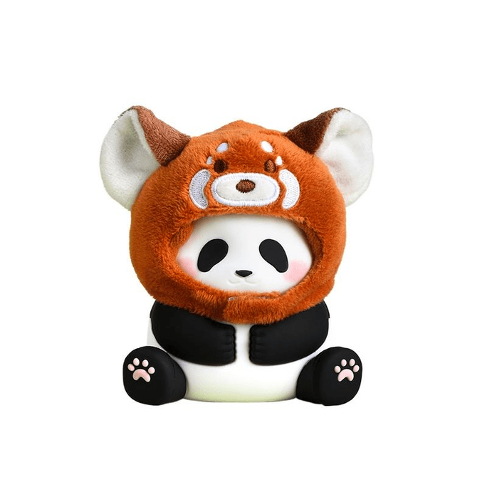 【中国直邮】 快乐熊猫 成都大熊猫基地官方 花花和ta的朋友摆件  小熊猫 80*90*120mm