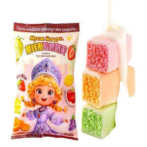 Mukas Yogurt Puff Russian-Style Chocolate Mashed Potato Candy Three-Color Filled Snack Multi-Flavored Yogurt Chocolate Candy 500g*1 Bag
