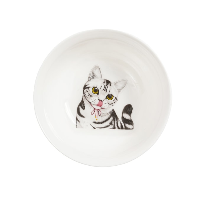 페토라마 세라믹 애완 동물 초상화 인쇄된 둥근 그릇 - 아메리칸 쇼트헤어 고양이
