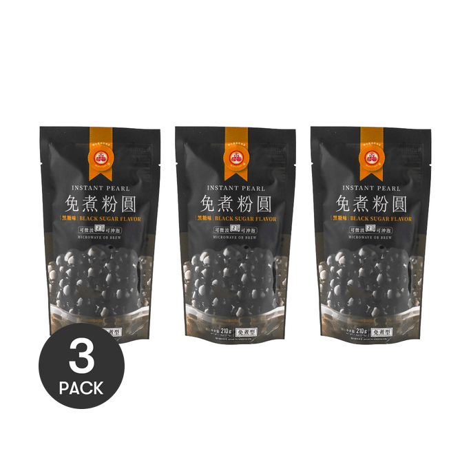 台灣五福圓 免煮粉圓 波霸 黑糖味 210g *3【3份超值裝】【珍珠奶茶靈魂】【微波爐2分鐘沖泡即食】