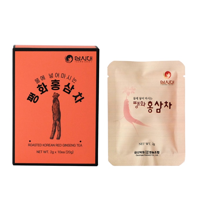 韩国的 SamSiDae 烘烤韩国红参茶(2克 X 10袋)100%切碎的红参