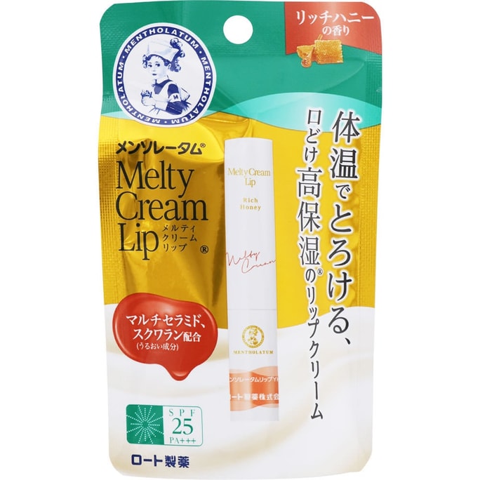 日本MENTHOLATUM曼秀雷敦 頂級濃潤柔霜蜂蜜口味潤唇膏 SPF25 PA+++ 2.4g