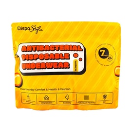DispoStyle Disposable Daily Wear Underwear 5A Antibacterial Sterile No-Wash Technology Eco-Friendly Fabric 1 Pack of 7 B