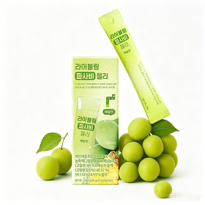 【Livraison directe de Corée】 Corée LIVELING Bâtonnets de gelée de vinaigre de pomme et d'ananas #Prune 10 bâtonnets/200g
