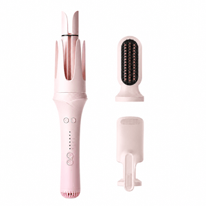 3-in-1 Automatic Curling & Straightening Iron 【28mm / 32mm / Straightener】 Switch effortlessly between curls and straight styles #Pink