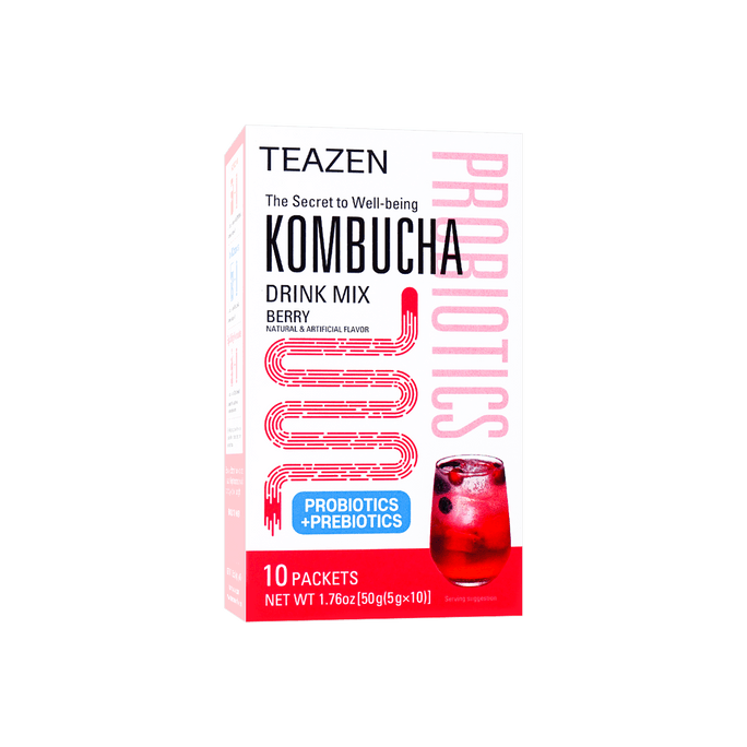 【BTS Favorite】Berry Kombucha Drink Mix - Probiotic Health Beverage, 10 Packets* 0.17oz
