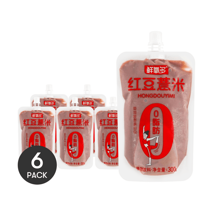鲜氧多 吸吸红豆薏米沙 300g*6【0脂肪 添加胶原蛋白肽】【夏日红豆汤甜品】【超值6包装】【亚米独家】