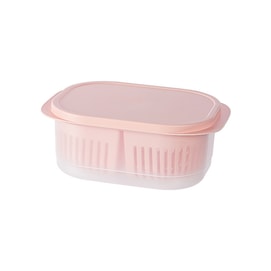 Refrigerator Fruit Vegetable Organiser Kitchen Food Organiser Compartment Lid Sealed Freshness Drainer Cotton Pink