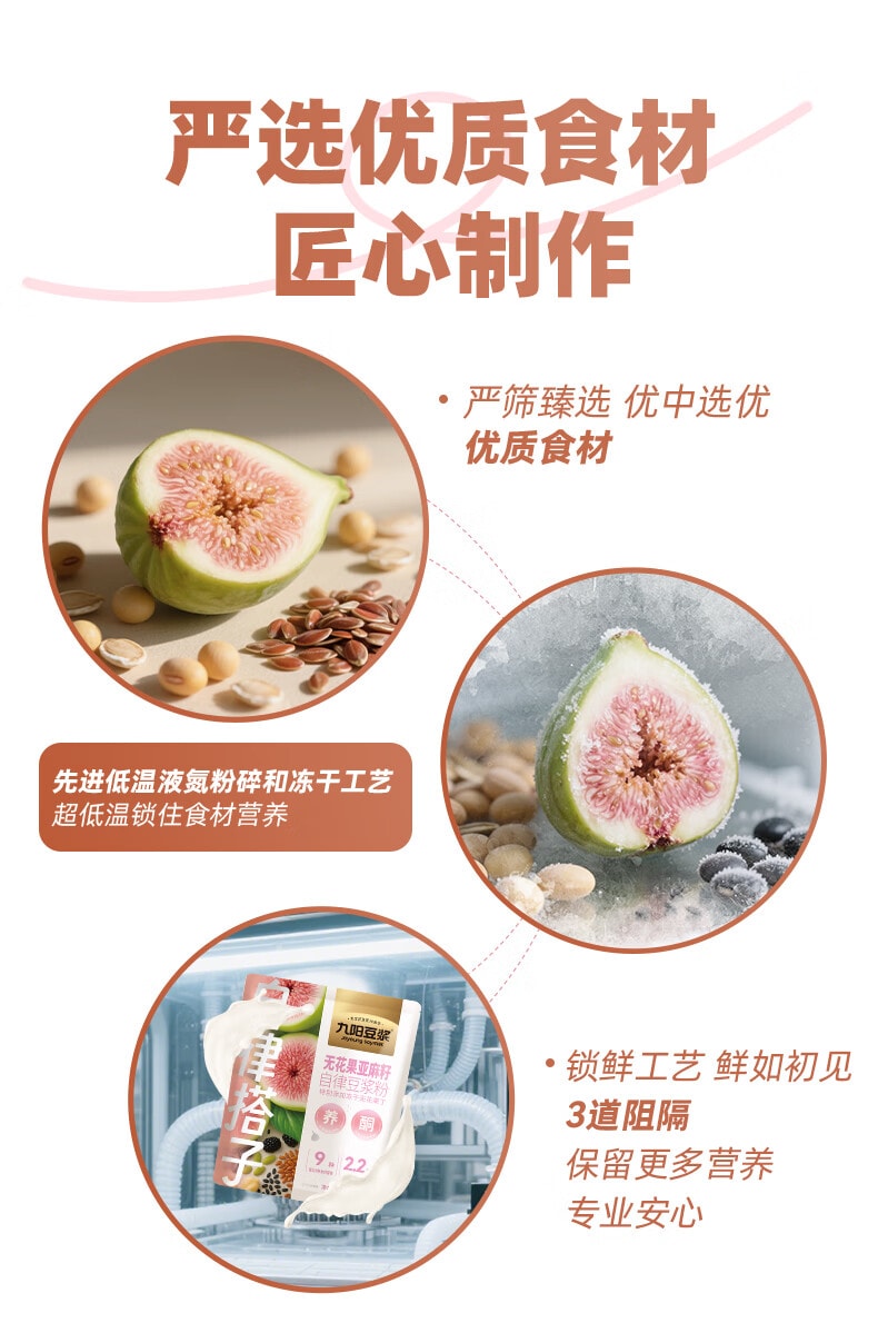 九阳豆漿 【平衡內源養雌】無花果亞麻籽自律豆漿粉 140g(20g×7 包)，9 種黃金籽類食材，2.2 倍高蛋白高膳食纖維，溫水速溶，女性週期代餐粉雙向調理內分泌