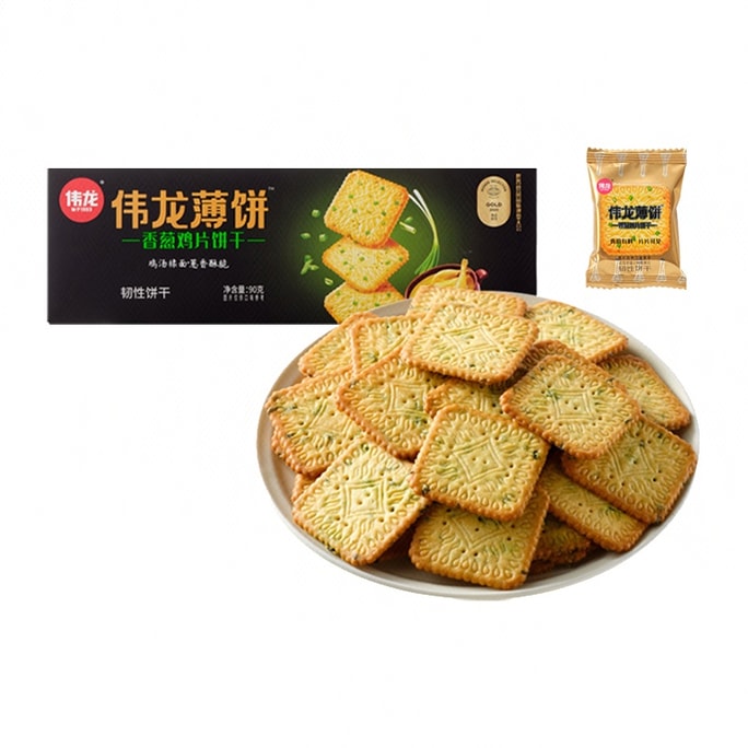 【中国直送】 偉龍 ネギチキンチップス ビスケット 90g