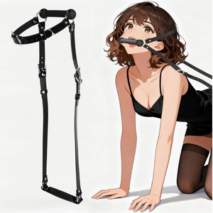 Black K9 Leash Bit Gag – Adjustable BDSM Toy for Couples Bondage Play, 1 Set