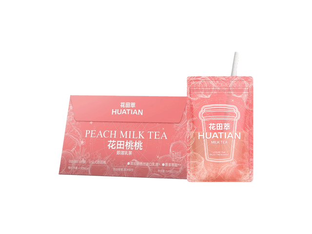 HUATIAN ピーチウーロンミルクティー 7本セット、148g [砂糖不使用、低