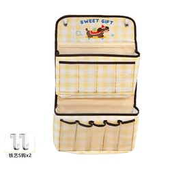 【中国直邮】 HSPM 宿舍床边收纳袋壁挂式可折叠内衣内裤零食门后挂袋 米咖色-滑板修狗(2层)送s钩+粘钩