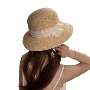 【中国直邮】 亲太太 天然拉菲草渔夫帽子女夏沙滩草帽遮阳防晒礼帽爆款 白色编织带 一个装