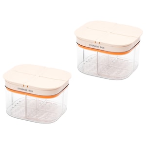 [양파, 생강, 마늘용 4칸 밀폐 식품 보관 용기 세트 (2개)] 왕위안지 다칸 밀폐 식품 보관 용기, 작은 향신료 보관에 안전하고 무독성