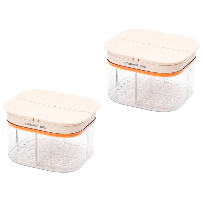  2Pcs Airtight Storage Container 100ML for Scallions Ginger Garlic – Food-Safe & Freshness Preserving  Multi-Compartment