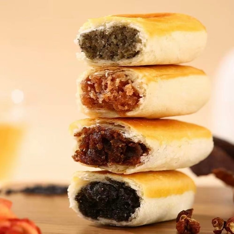 道香村牛タンパイ、低糖黒ごま風味、伝統的な中国菓子、特製スナック、80g [層状のサクサク食感、たっぷりのフィリング] [多層のパイ生地] 4