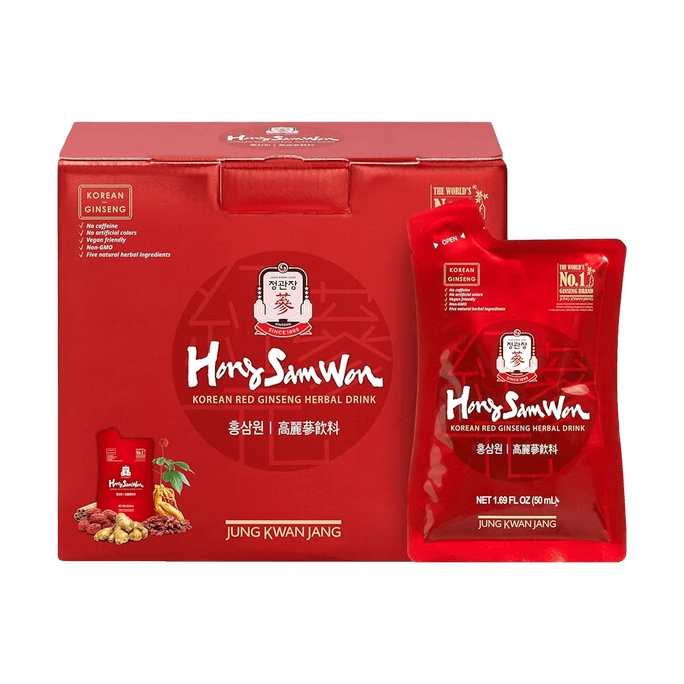 6년근 홍삼과 고려인삼을 넣은 홍삼정원 음료, 1.69 fl oz x 60개입.