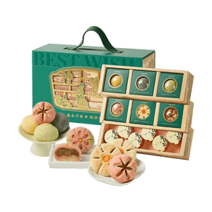 悠享时 锦色芳华 三层集锦礼盒 糕点茶叶 391g【春节年货必买】【青柠味+蛋黄乳酪味+奶黄流心味+奶香芋泥味+龙井荔枝味+玫瑰味+龙井茶叶】