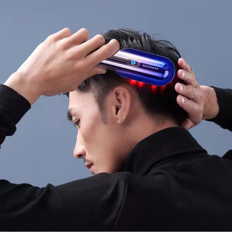 ASHMORE ヘアケアブラシ（赤色光、抜け毛対策、頭皮トリートメント、マッサージ、育毛、メンテナンス）エッセンスセット無料付き（セレブのチャン・メンと同じ、ソン・イーも推奨） - シーグラデーションブルー（1本、ミルキーホワイト） 5