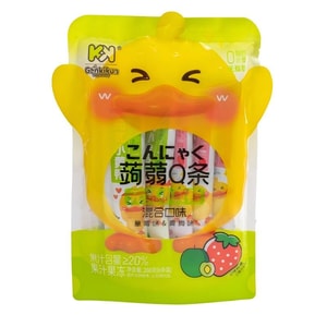 KKBear Konjac Jelly Strips 288g, Mixed Strawberry & Green Plum Flavors, Portable Individual Juice Jelly Snacks [0 Fat] [Rich Fruity Flavor, Soft, Bouncy & Smooth Texture]