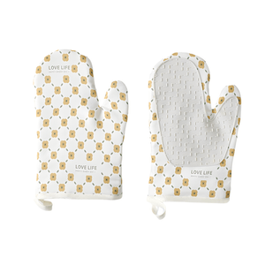 파솔라 라이프 두꺼운 단열 및 화상 방지 장갑, 베이지 꽃무늬 디자인, 한 쌍(양손용), 오븐 및 전자레인지 사용 가능, 고온 베이킹용 실리콘 장갑