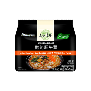 五穀道場 非油炸泡麵 酸筍肥牛麵 袋裝 118g*5包