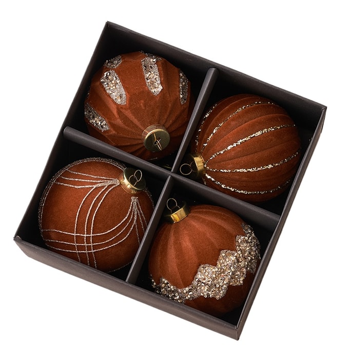 Christmas Decoration Wine Tasting Red Velvet A Style 10cm*4 Pieces *1 Box