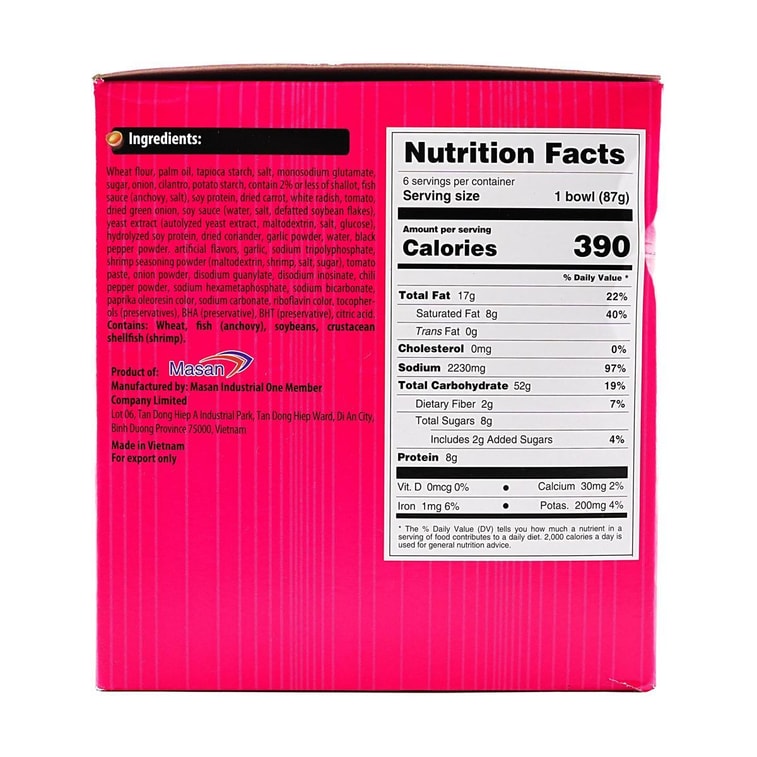 베트남 인스턴트 라면, 인공 갈비탕 맛, 3.1온스* 6그릇 3