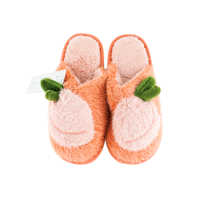 Fuzzy Slippers Fluffy Furry Slides Orange Peach Size 36-37 Run Small