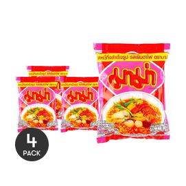 泰国MAMA妈妈 粉红汤米粉 YENTAFO延塔福风味 酸辣鲜香粉丝汤 60g *4【4份超值装】【泰式经典】【包装随机发】