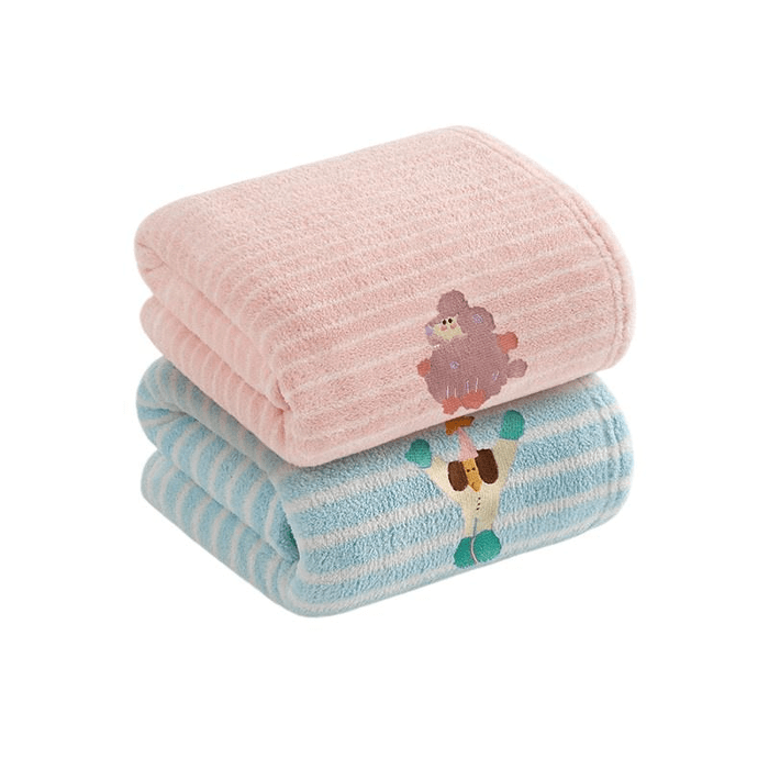 Antibacterial And Mite Proof Bath Towel Coral Velvet Blueberry Cloth+cherry Powder Foam 70 * 140cm * 2
