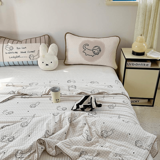 スリーピースコットンサマーキルトセット 中国直送】Lullabuy Capi パートナー ジェリー サマーキルト 4点セット