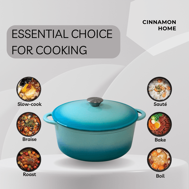 美国 西纳蒙 铸铁珐琅锅26cm (4.5QT) 水蓝色 家用多功能炖盅焖烧煮炖煲锅 天然微压 细煮慢炖 不挑炉灶 5