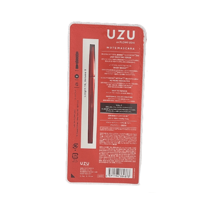 일본 UZU 마스카라 워터프루프, 번지지 않음, 길고 두꺼움, 컬링, 입체적이고 쉽게 제거됨 Vol 9 Red - Thick Black 1pcs