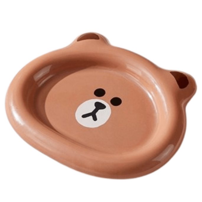 Brown Bear Cartoon Ceramic Plate Luxury Bowl and Plate Ins Style Plate Large Size 1 Piece
