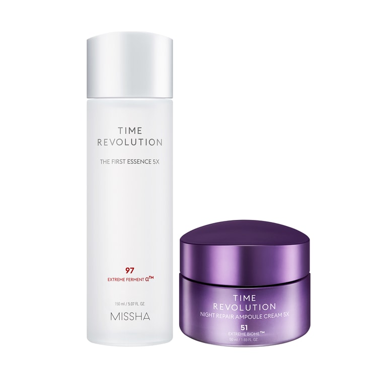 韩国 MISSHA 谜尚 Time Revolution 5X 精华护理套装 – 初级精华液和晚霜 200ml 3