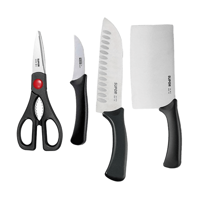 Kitchen Gift Box Set with Chef's Knife, Fruit Knife, Slicing Knife, Scissors, 4pcs