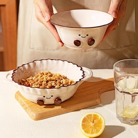 川岛屋 可可豆系列 波浪双耳碗汤碗 家用餐具  17.8cm