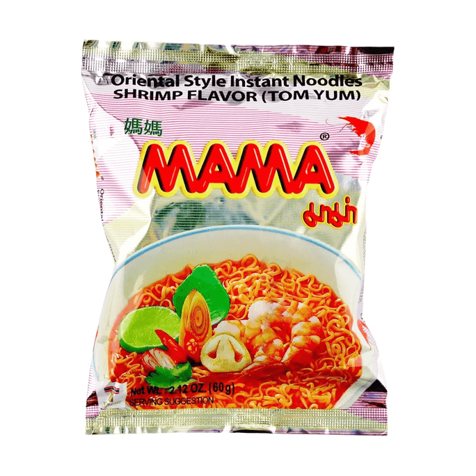 30 pack x 2.12oz] Mama Shrimp Tom Yum Thai Instant Hot & Sour Noodles Soup