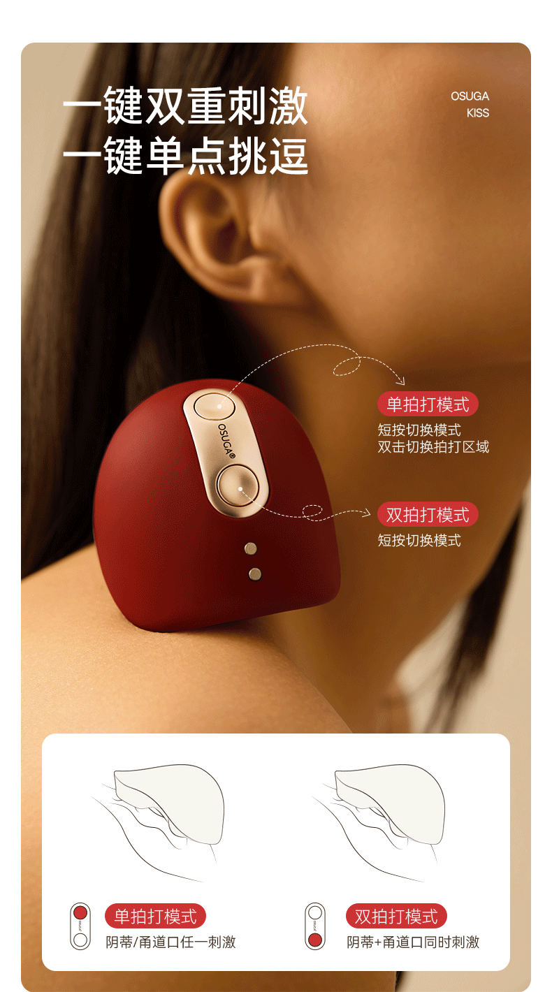 大人糖™ KISS涎 雙重壓顫拍打加熱情趣玩具自慰神器女性成人跳蛋用品體外女孩高端玩具 暖絨白