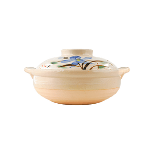 日本山又 耐高温陶瓷砂锅砂煲 深型土锅 蓝色桔梗 72oz 10x6”  日本三重县产