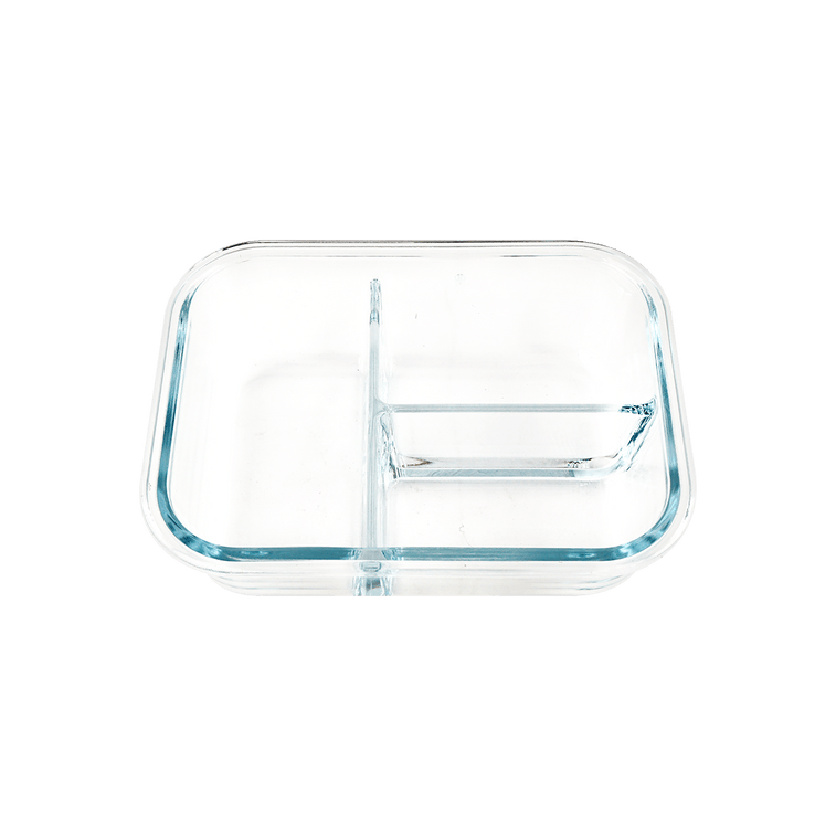 RELEA Rectangular Three Compartments Glass Lunch Box 1040ml Blue Yami